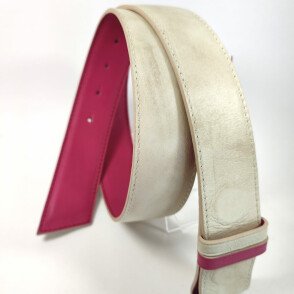 Ceinture reversible femme Fuchsia / Ivoire